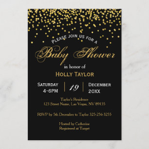 Invitación Baby Shower Gold y Black