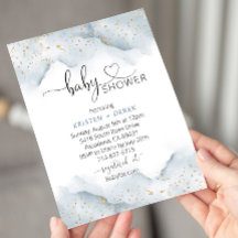 Baby Shower Gold y Dusty Blue Watercolor