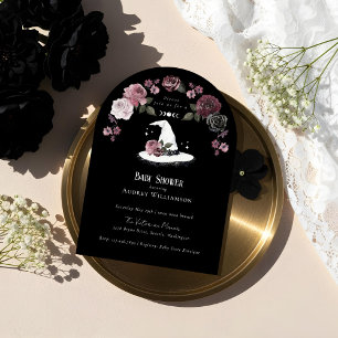 Invitación Baby Shower Gorra de Bruja Lace Blanca Gótica Hall