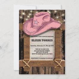 Invitación Baby Shower, Gorra de Cowgirl rustica
