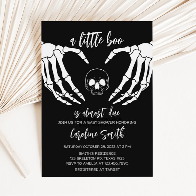 Invitación Baby Shower gótico negro (Skeleton Baby Shower Invitation)