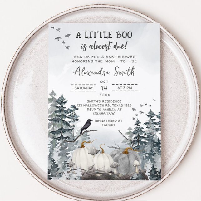 Invitación Baby Shower Gótico Un Pequeño Boo (Gothic Forest Baby Shower Invitation)