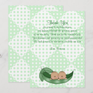 Invitación Baby Shower Gracias a gemelos mareándose en un pod