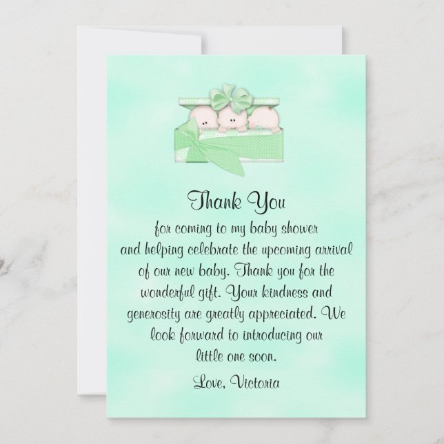 Invitación Baby Shower Gracias A Género Neutral (Anverso)