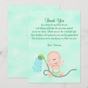 Invitación Baby Shower Gracias a Género Verde Neutral