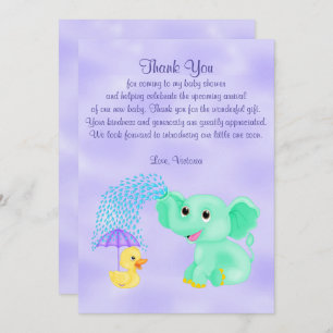 Invitación Baby Shower Gracias A Su Elefante Neutral De Géner