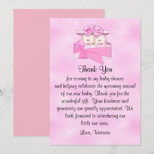 Invitación Baby Shower gracias Chica gemelos
