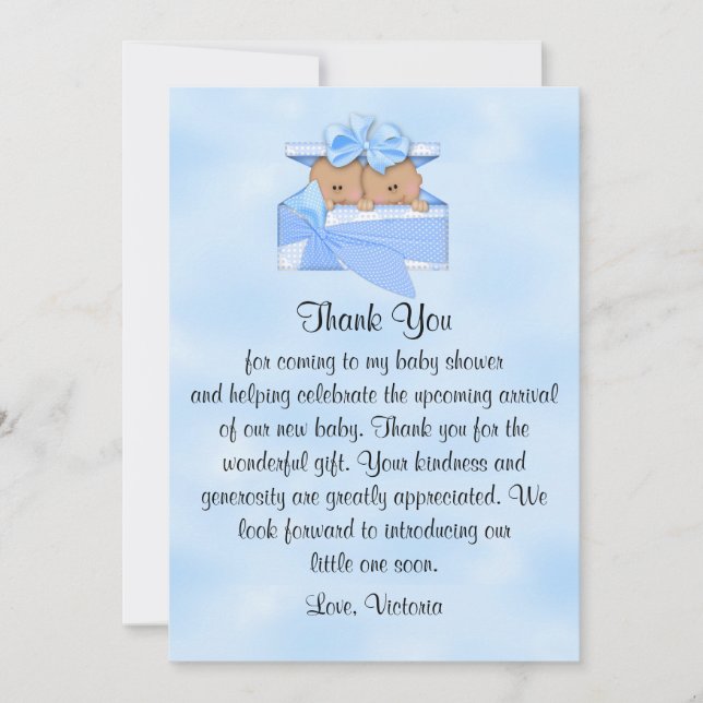 Invitación Baby Shower Gracias es Twins Boy (Anverso)