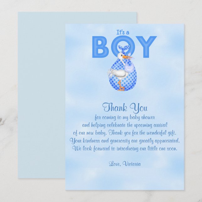 Invitación Baby Shower Gracias es un niño bebé (Anverso / Reverso)