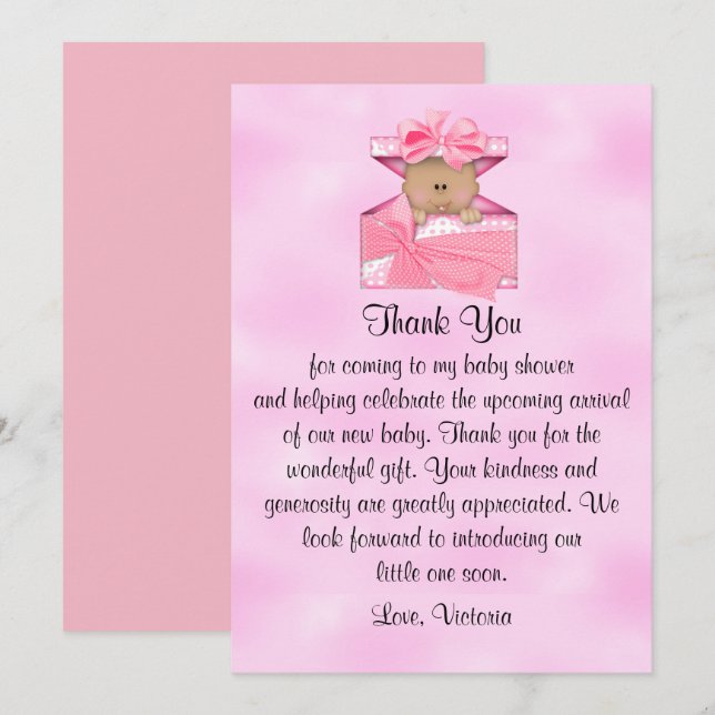 Invitación Baby Shower Gracias Muchacha (Anverso / Reverso)