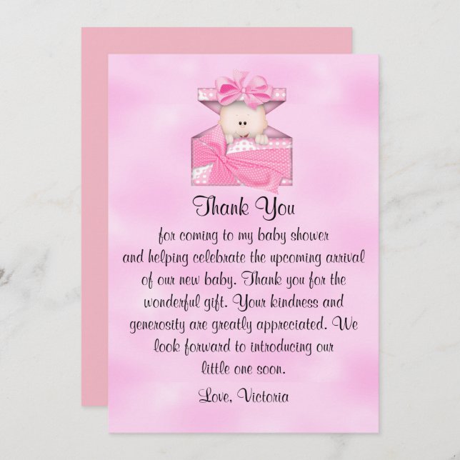 Invitación Baby Shower Gracias Muchacha (Anverso / Reverso)