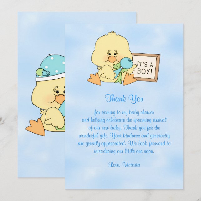 Invitación Baby Shower Gracias Pato Bebé (Anverso / Reverso)