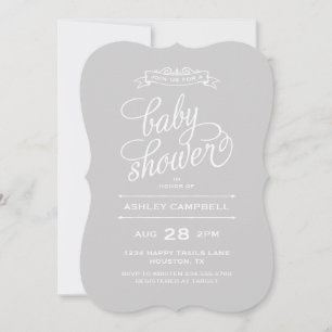 Invitación Baby Shower Gray Modern Typography