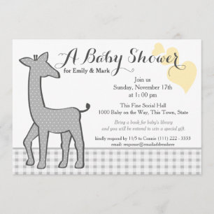 Invitación Baby Shower Gray Polka-dot Giraffe