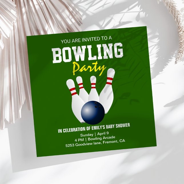 Invitación Baby Shower Green Bowling moderno (Subido por el creador)