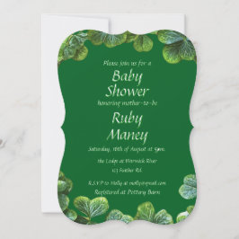Invitación Baby Shower Green Clovers