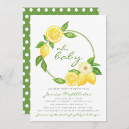 Invitación Baby Shower Green Polkadot de cítricos limoneros a