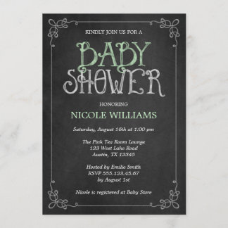 Invitación Baby Shower Green Vintage