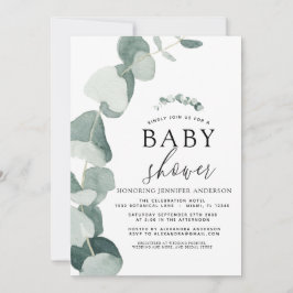 Invitación Baby Shower Greenery Eucalyptus