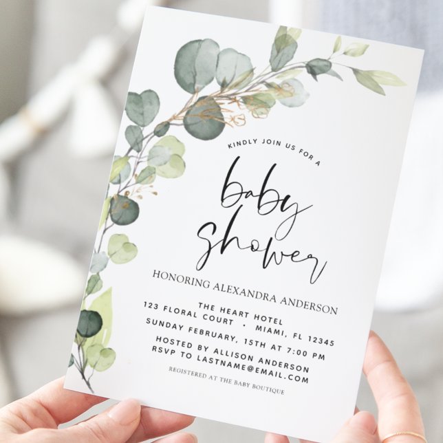 Invitación Baby Shower Greenery Eucalyptus (Subido por el creador)