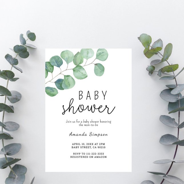 Invitación Baby Shower Greenery Eucalyptus (Subido por el creador)