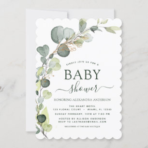 Invitación Baby Shower Greenery Eucalyptus Botanical Elegant
