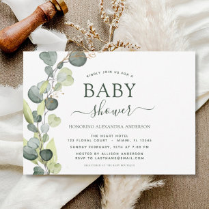 Invitación Baby Shower Greenery Eucalyptus Botanical Elegant