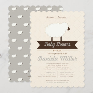 Invitación Baby Shower Gris Little Lamb por correo