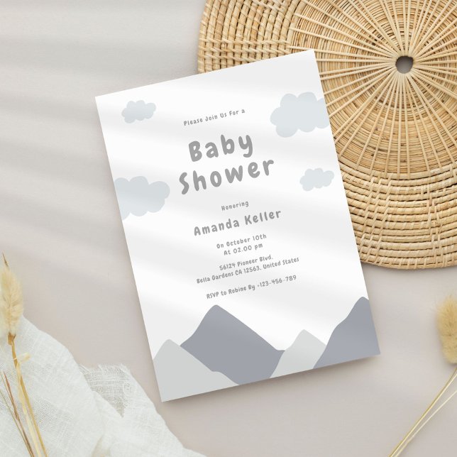 Invitación Baby Shower Gris minimalista (Subido por el creador)
