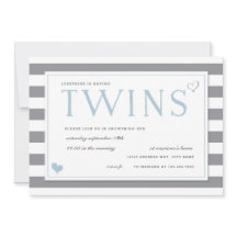 Baby Shower Gris & White Stripe Twins