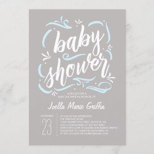 Invitación Baby Shower gris y azul más dulce