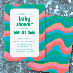 Invitación BABY SHOWER Groovy Colorful Stripes PERSONALIZADO