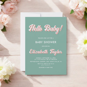 Invitación Baby Shower Groovy moderno de la época retro 70