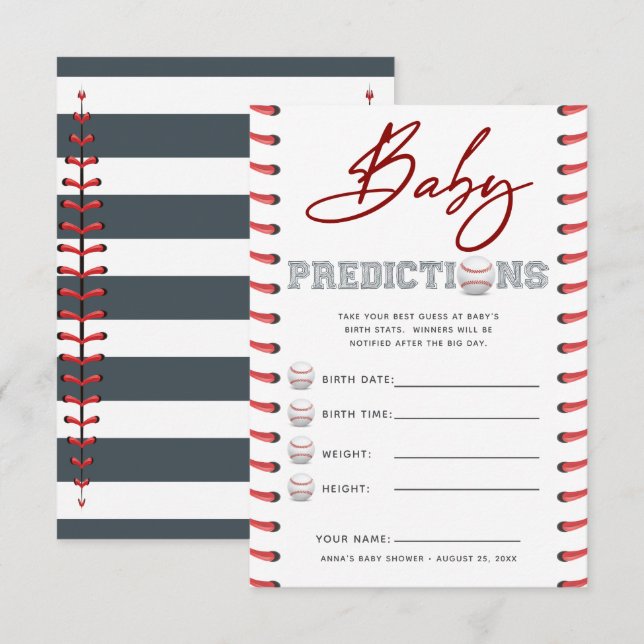 Invitación Baby Shower Guessing Game baby predictions (Anverso / Reverso)