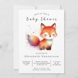 Invitación Baby Shower Hand Drawn Forest Fox