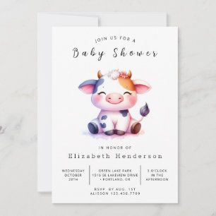 Invitación Baby Shower Happy Farm Calf Cow