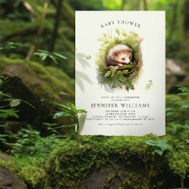Invitación Baby Shower Hedgehog Whimsical Watercolor