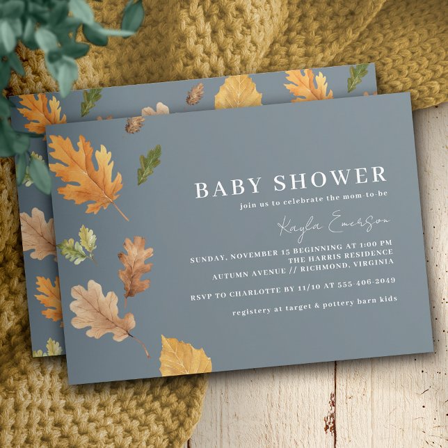 Invitación Baby Shower horizontal de la hoja de caída neutra  (Subido por el creador)
