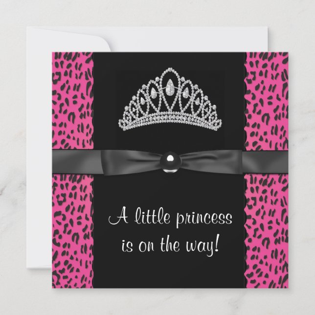 Invitación Baby Shower Hot Pink Leopard (Anverso)