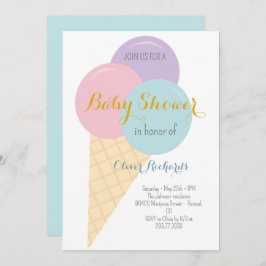 Invitación Baby Shower Ice Cream Cone Scoop Kids