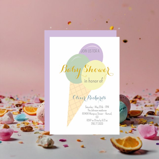 Invitación Baby Shower Ice Cream Cone Scoop Kids (Subido por el creador)