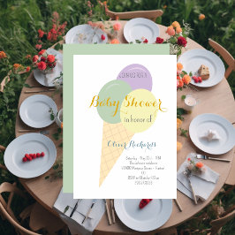 Invitación Baby Shower Ice Cream Cone Scoop Kids
