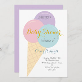 Invitación Baby Shower Ice Cream Cone Scoop Kids