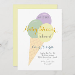 Invitación Baby Shower Ice Cream Cone Scoop Kids