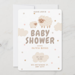 Invitación Baby Shower ilustrativo Cream Pastel