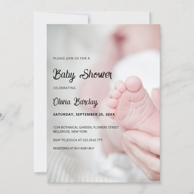 Invitación Baby Shower infantil gris y negro y juguetón (Anverso)