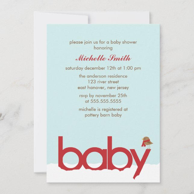 Invitación Baby Shower invernal (Anverso)