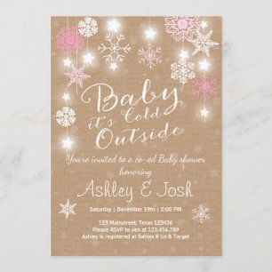 Invitación Baby Shower invita a bebé hace frío afuera Chica