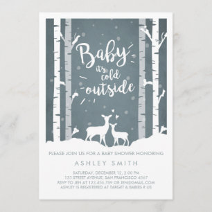 Invitación Baby Shower invita a bebé hace frío afuera de cier