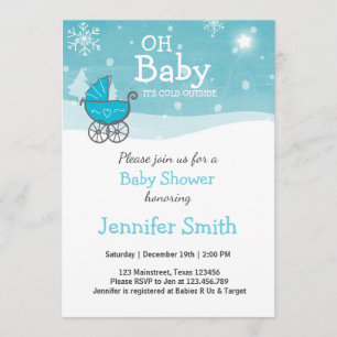 Invitación Baby Shower invita a Boy Winter frío afuera de Blu